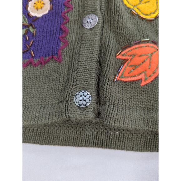 Bobbie Brooks XL Sweater Vest Fall Leaves Embroidered Ramie Cotton Womens ( - Picture 9 of 12